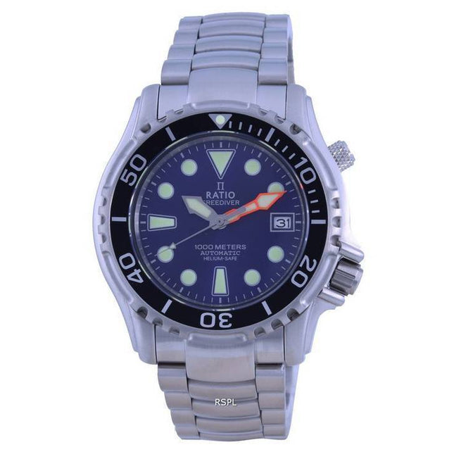 Ratio FreeDiver Helium Safe 1000M Blue Dial Stainless Steel Automatic 1066KE26-33VA-BLU Men's Watch