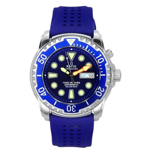 Ratio FreeDiver Version 02 Helium Safe 1000M Sapphire Automatic Blue Dial 1068HA90-34VA-BLU-V02 Men's Watch
