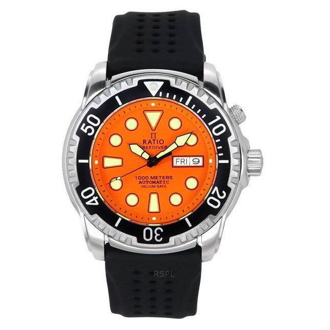 Ratio FreeDiver Version 02 Helium Safe 1000M Sapphire Automatic Orange Dial 1068HA90-34VA-ORG-V02 Men's Watch