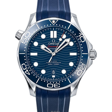 Omega Seamaster Rubber Strap Blue Dial Automatic Diver's 210.32.42.20.03.001 300M Men's Watch