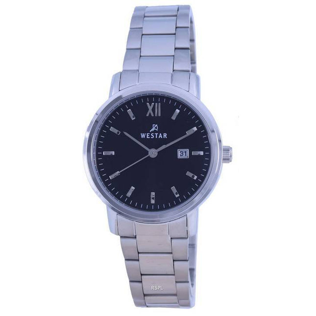 Westar Black Dial Stainless Steel Quartz 40245 STN 103 Womens Watch