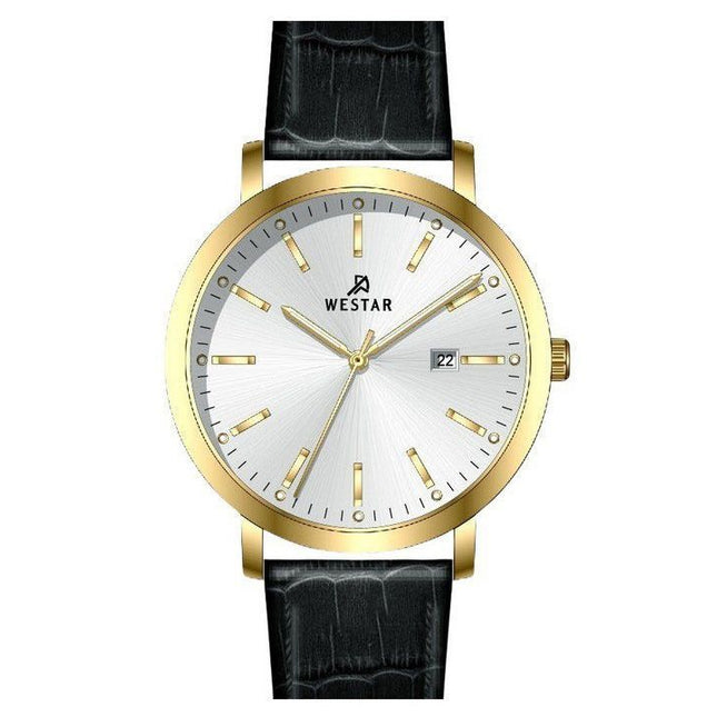 Westar Profile Leather Strap Silver Dial Quartz 50216GPN107 Men's Watch