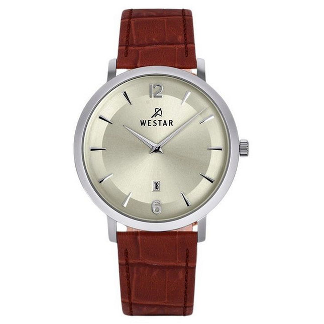 Westar Profile Leather Strap Light Champagne Dial Quartz 50219STN122 Mens Watch