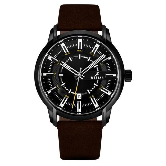 Westar Profile Leather Strap Black Dial Quartz 50228BBN523 Mens Watch