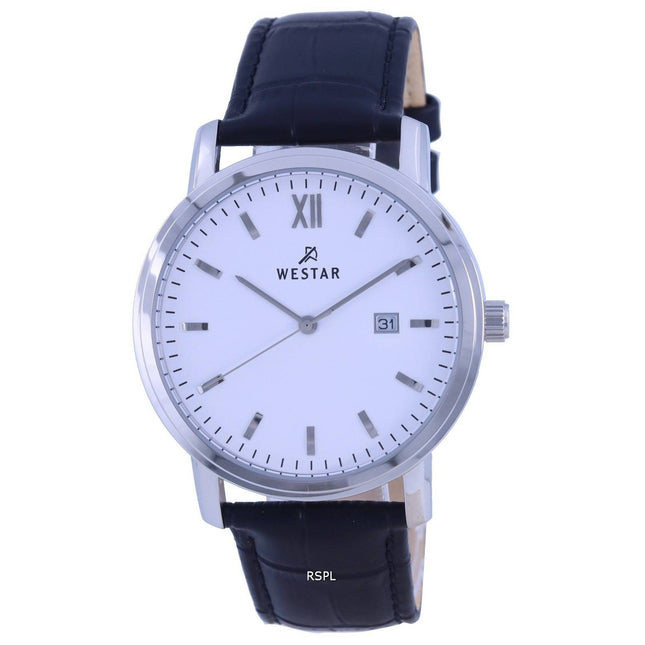 Westar White Dial Leather Strap Quartz 50244 STN 101 Mens Watch
