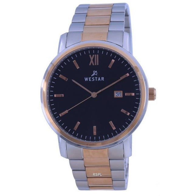 Westar Black Dial Two Tone Stainless Steel Quartz 50245 SPN 603 Mens Watch