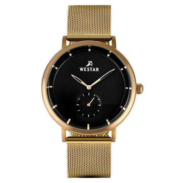 Westar Profile Gold Tone Stainless Steel Black Dial Quartz 50247BZZ103 Mens Watch
