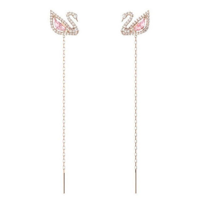 Swarovski Swan Drop Rose Gold-Tone Earrings 5469990 For Women
