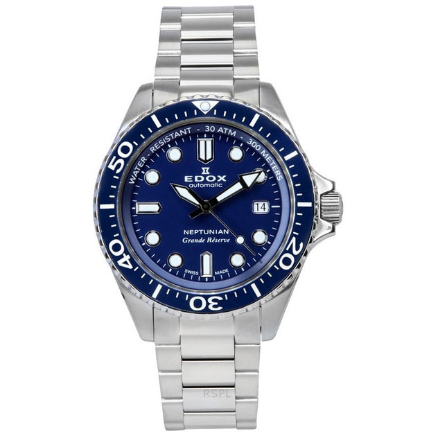 Edox Neptunian Grande Reserve Blue Dial Automatic Diver's 80801 3BUM BUIN 300M Men's Watch