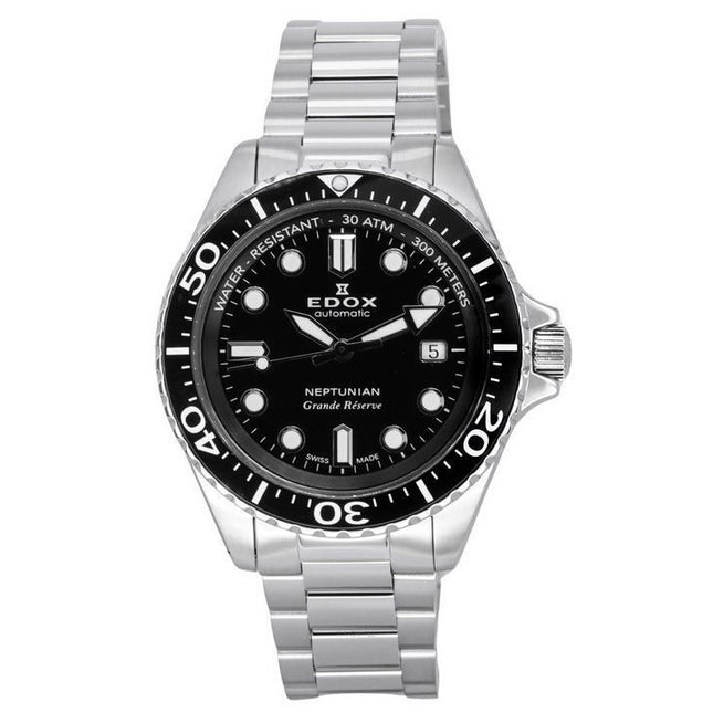 Edox Neptunian Grande Reserve Date Black Dial Automatic Diver's 80801 3NM NIN 300M Men's Watch