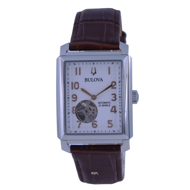 Bulova Sutton White Dial Leather Strap Automatic 96A268 Men's Watch