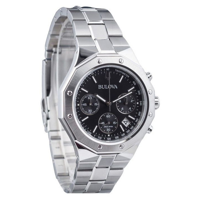 Bulova Classic Precisionist Octagon Chronograph Stainless Steel Black Dial Quartz 96B410 100M Men's Watch