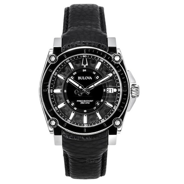 Bulova Icon Precisionist Leather Strap Grey Dial Quartz 96B416 100M Mens Watch