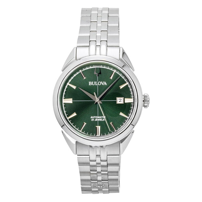 Bulova Sutton Stainless Steel Green Dial Automatic 96B424 Men's Watch