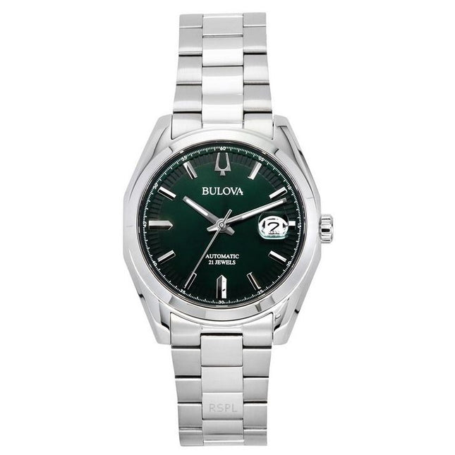 Bulova Surveyor Stainless Steel Green Dial Automatic 96B429 Men's Watch