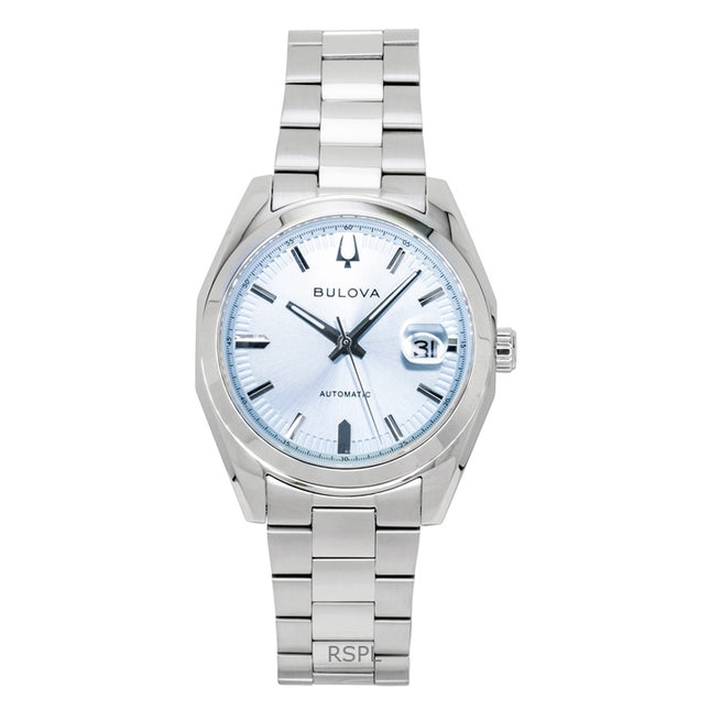 Bulova Surveyor Stainless Steel Light Blue Automatic 96B469 Men's Watch