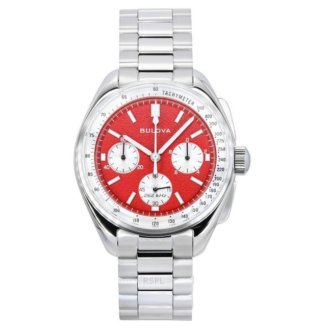 Bulova Lunar Pilot Chronograph Stainless Steel Red Dial Quartz 96K115 Men's Watch