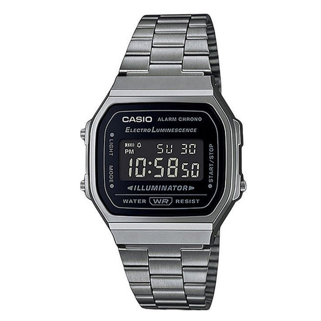 Casio Vintage Digital Stainless Steel Bracelet Black Dial Quartz A168WGG-1B Unisex Watch