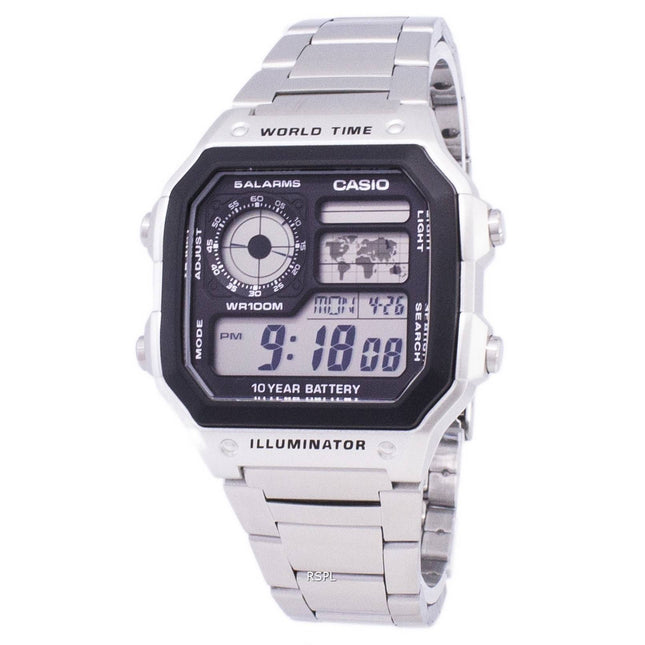 Casio Digital World Time WR100M AE-1200WHD-1AVDF AE-1200WHD-1AV Mens Watch