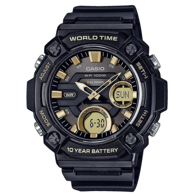 Casio Youth Analog Digital Resin Black Dial Quartz AEQ-120W-9AV AEQ120W-9 100M Mens Watch