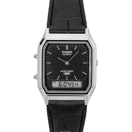 Casio Vintage Analog Digital Leather Strap Black Dial Quartz AQ-230EL-1A Unisex Watch