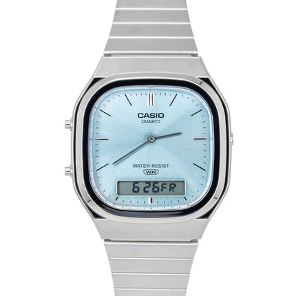 Casio Vintage Analog Digital Stainless Steel Light Blue Dial Quartz AQ-240E-2A Unisex Watch