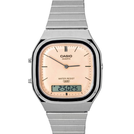Casio Vintage Analog Digital Orange Dial Stainless Steel Quartz AQ-240E-4A Unisex Watch