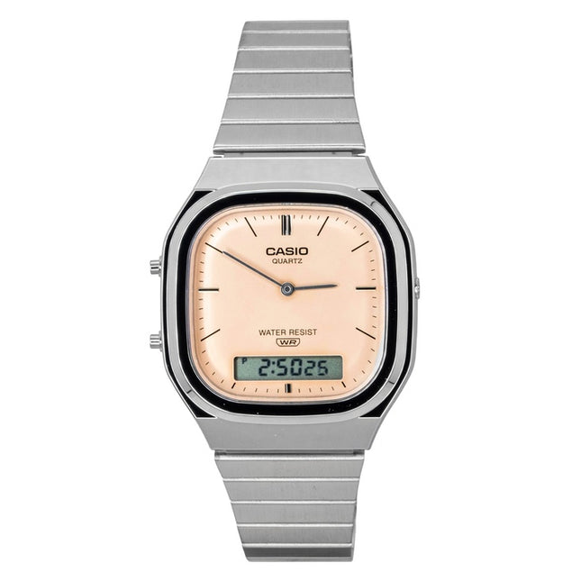 Casio Vintage Analog Digital Orange Dial Stainless Steel Quartz AQ-240E-4A Unisex Watch