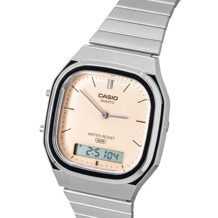 Casio Vintage Analog Digital Orange Dial Stainless Steel Quartz AQ-240E-4A Unisex Watch