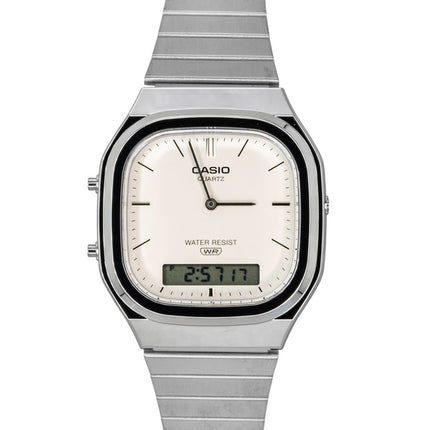 Casio Vintage Analog Digital Off White Dial Quartz AQ-240E-7A2 Unisex Watch