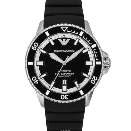 Emporio Armani Sea Explorer Silicone Strap Black Dial Automatic Diver's AR60078 200M Men's Watch