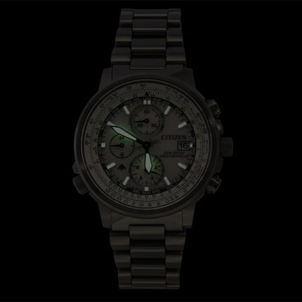 Citizen Promaster Navihawk A-T Chronograph Stainless Steel Silver Dial Eco-Drive Diver's AT8304-57A 200M Men's Watch