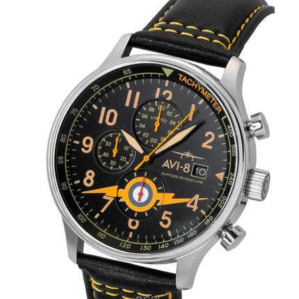 AVI-8 Hawker Hurricane Classic Chronograph Leather Strap Black Dial Quartz AV-4011-0Z Men's Watch With Extra Strap