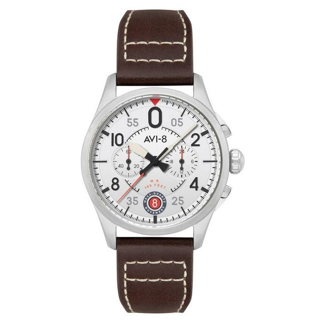 AVI-8 Spitfire Lock Chronograph Aircraft White Dial Quartz AV-4089-05 Mens Watch