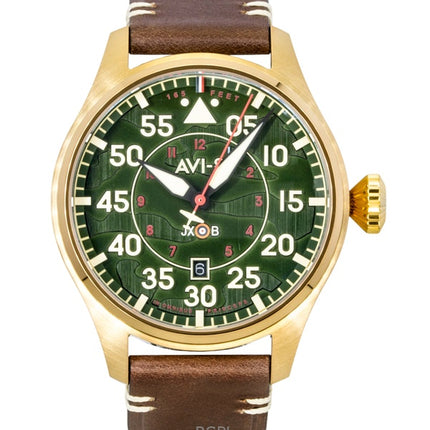 AVI-8 Hawker Hurricane Clowes Northholt Leather Strap Green Dial Automatic AV-4097-04 Men's Watch