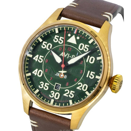AVI-8 Hawker Hurricane Clowes Northholt Leather Strap Green Dial Automatic AV-4097-04 Men's Watch