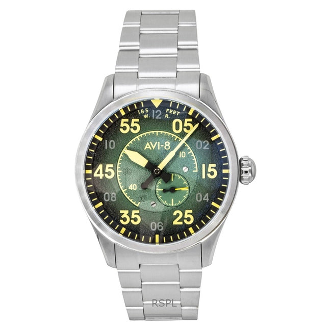 AVI 8 Spitfire Type 300 Tarmac Tracker Stainless Steel Green Dial Automatic AV-4147-22 Men's Watch