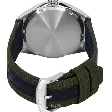 Citizen Eco-Drive Green Nylon Strap White Dial AW1571-09A 100M Men's Watch