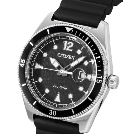 Citizen Eco-Drive Black Rubber Strap Black Dial Solar AW1889-00E 100M Men's Watch