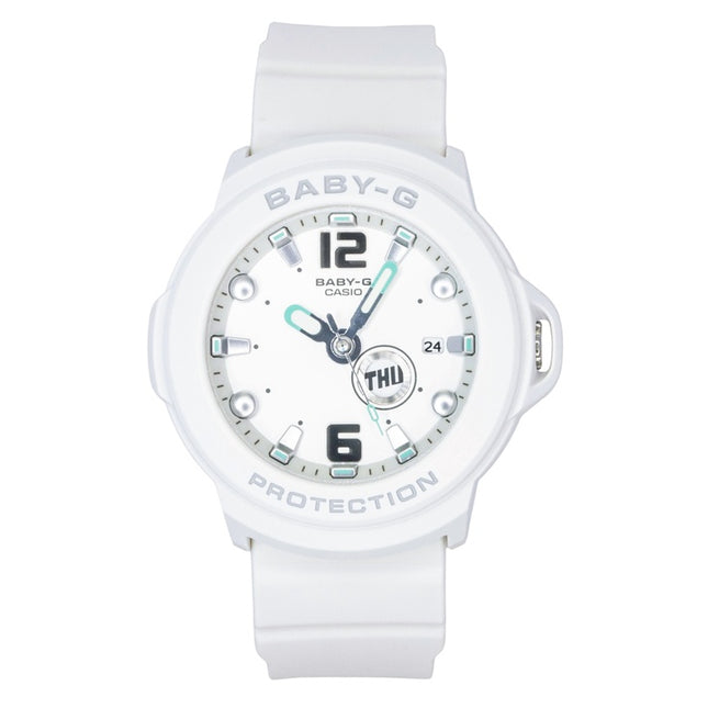 Casio Baby-G Plus Analog Resin White Dial Quartz BGA-15K-7A 100M Women's Watch With Convertible Holder