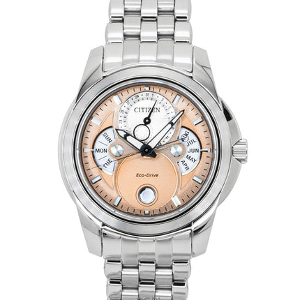Citizen Calendrier Moon Phase Stainless Steel Salmon Dial Eco-Drive BU0080-52X 100M Men's Watch