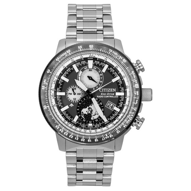 Citizen Promaster Geo Trekker Stainless Steel Grey Dial Eco-Drive BY3006-53H 200M Men's Pilot Watch