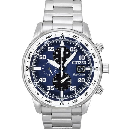 Citizen Eco-Drive Aviator Chronograph Stainless Steel Blue Dial CA0880-58L 100M Men's Watch