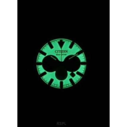 Citizen Eco-Drive Chronograph Leather Strap Full Luminous Green Dial CA4505-21X 100M Men's Watch