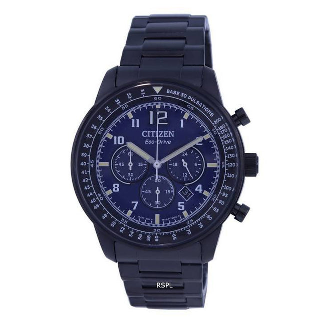 Citizen Chronograph Blue Dial Stainless Steel Eco-Drive CA4505-80M 100M Mens Watch