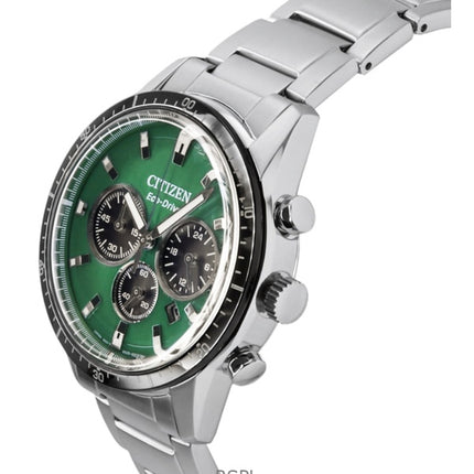 Citizen Eco-Drive Chronograph Stainless Steel Green Dial CA4624-56X 100M Men's Watch