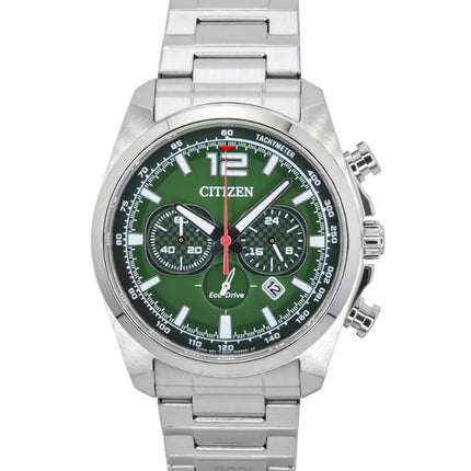 Citizen Eco-Drive Chronograph Stainless Steel Green Dial CA4640-50X 100M Men's Watch