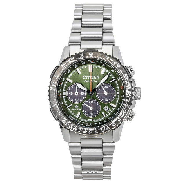 Citizen Promaster Sky Chronograph Stainless Steel Green Dial Eco-Drive Diver's CA4664-60W 200M Men's Watch