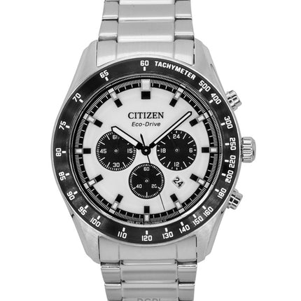 Citizen Eco-Drive Chronograph Stainless Steel White Dial CA4674-58A 100M Men's Watch