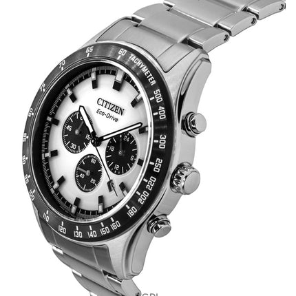 Citizen Eco-Drive Chronograph Stainless Steel White Dial CA4674-58A 100M Men's Watch